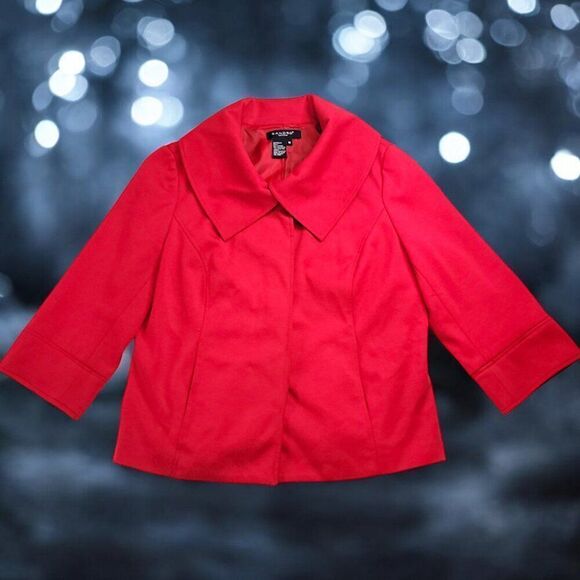 Sandro festive red wide Puritan collar swing jacket - Picture 4 of 7